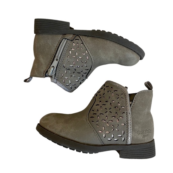 OSHKOSH B’GOSH Toddler Size 7 UEC Gray booties zip up boots ankle used - Picture 2 of 13